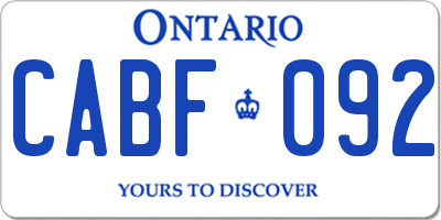 ON license plate CABF092