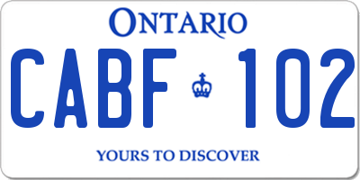 ON license plate CABF102