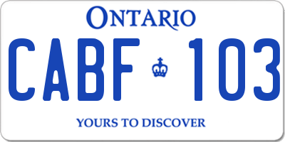 ON license plate CABF103