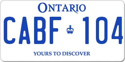 ON license plate CABF104