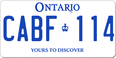 ON license plate CABF114