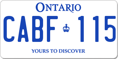 ON license plate CABF115