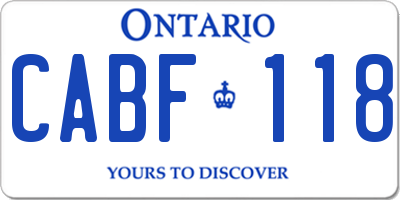 ON license plate CABF118