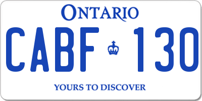 ON license plate CABF130