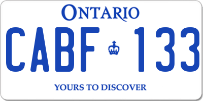 ON license plate CABF133