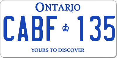 ON license plate CABF135