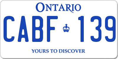 ON license plate CABF139