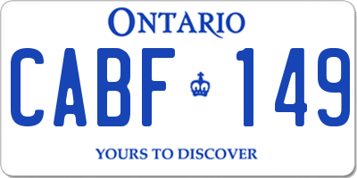 ON license plate CABF149