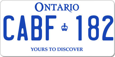 ON license plate CABF182