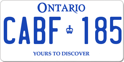 ON license plate CABF185