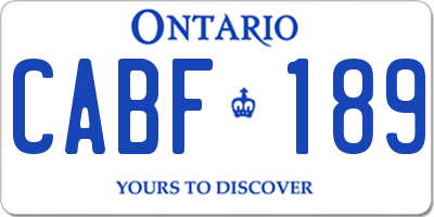 ON license plate CABF189