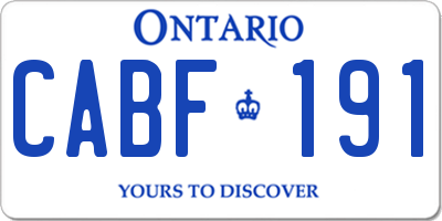 ON license plate CABF191