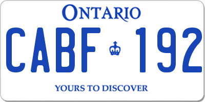 ON license plate CABF192