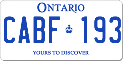 ON license plate CABF193