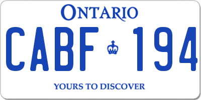 ON license plate CABF194