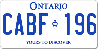 ON license plate CABF196