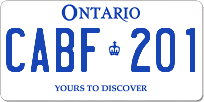 ON license plate CABF201