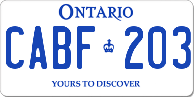 ON license plate CABF203