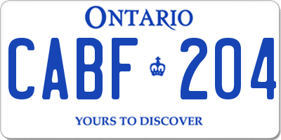 ON license plate CABF204