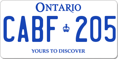 ON license plate CABF205