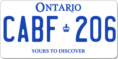 ON license plate CABF206