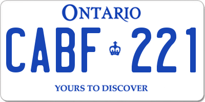 ON license plate CABF221