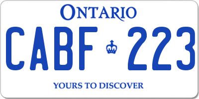 ON license plate CABF223