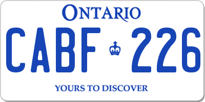 ON license plate CABF226