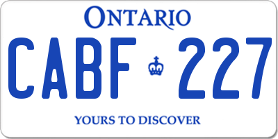 ON license plate CABF227