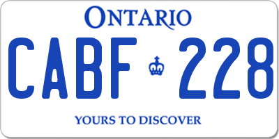 ON license plate CABF228