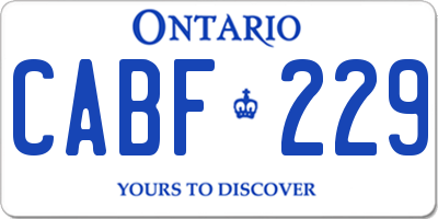 ON license plate CABF229