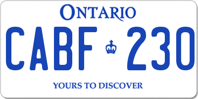 ON license plate CABF230