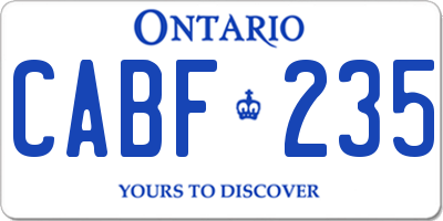 ON license plate CABF235