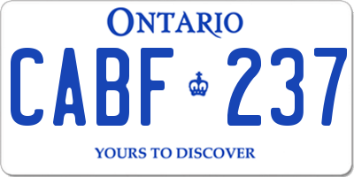 ON license plate CABF237