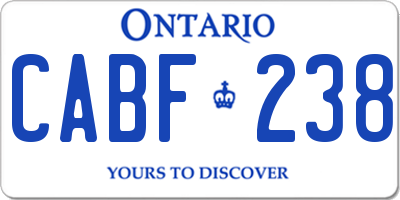 ON license plate CABF238