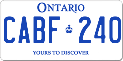 ON license plate CABF240