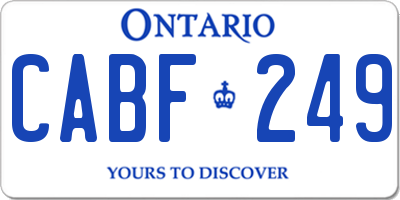 ON license plate CABF249