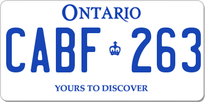 ON license plate CABF263