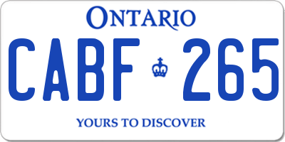 ON license plate CABF265