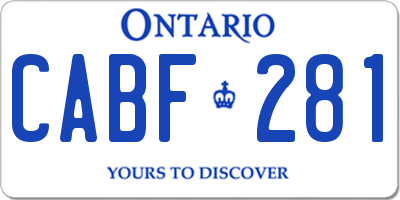 ON license plate CABF281