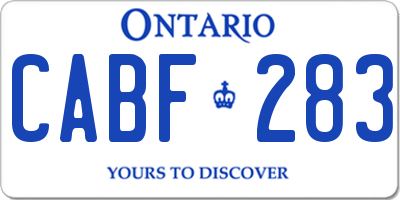 ON license plate CABF283