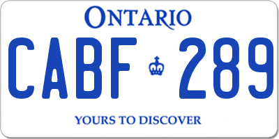 ON license plate CABF289