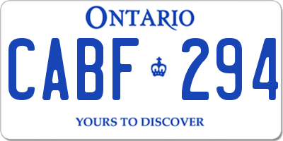 ON license plate CABF294