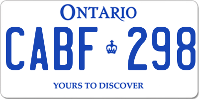 ON license plate CABF298