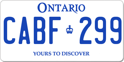 ON license plate CABF299