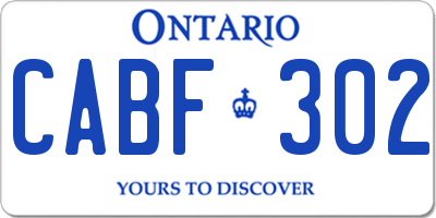 ON license plate CABF302