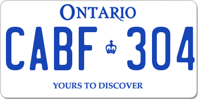 ON license plate CABF304