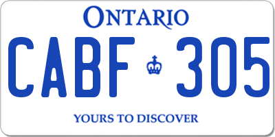 ON license plate CABF305