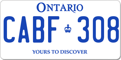 ON license plate CABF308