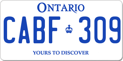 ON license plate CABF309